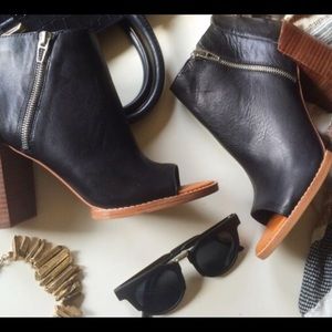 Dolce Vita Black Mercy Leather Opentoe Ankle Boots